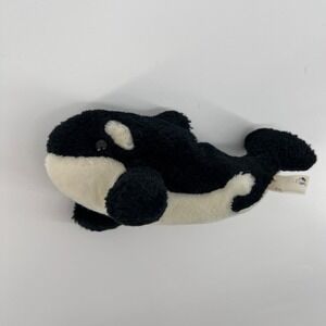 Vintage‎ SeaWorld 8" Orca Whale Plush Stuffed Animal Toy Black White Soft